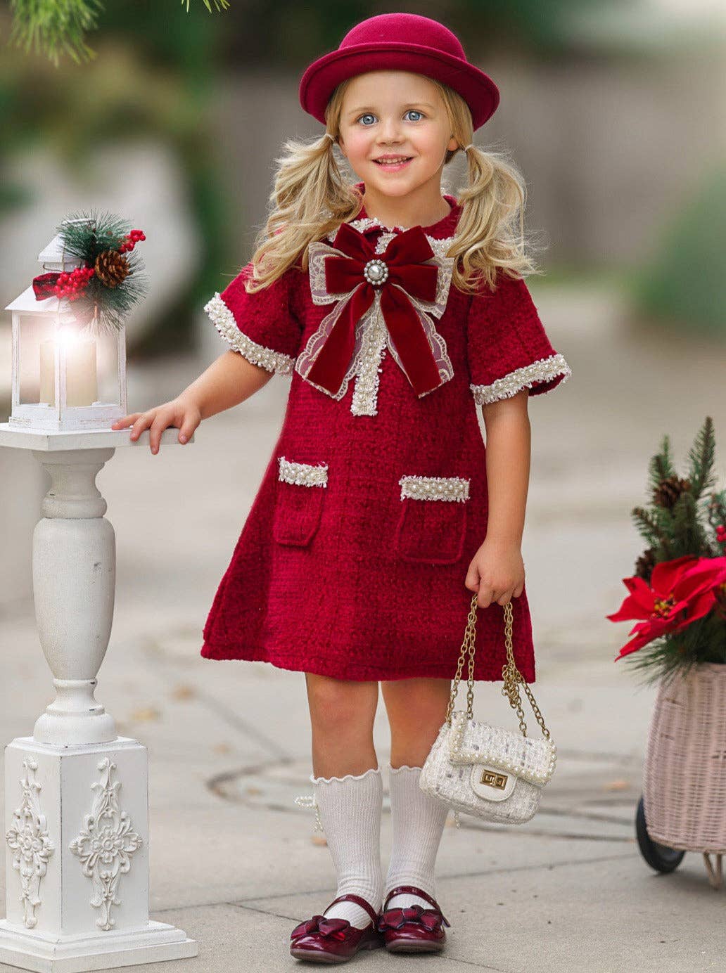 Cozy Meets Chic Burgundy Tweed Dress