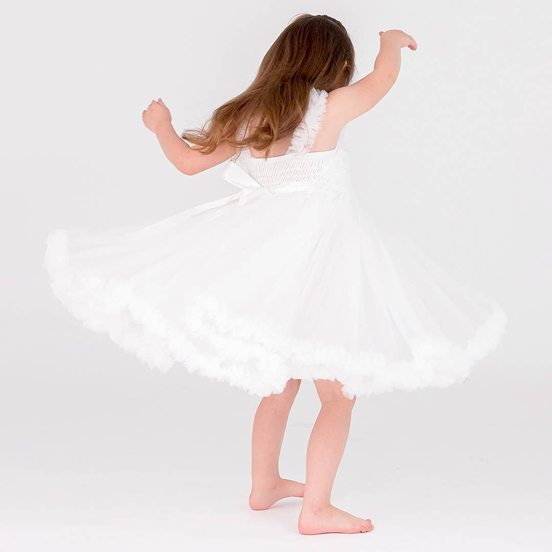 Girls White Tulle Sleeveless Princess Petti Dress