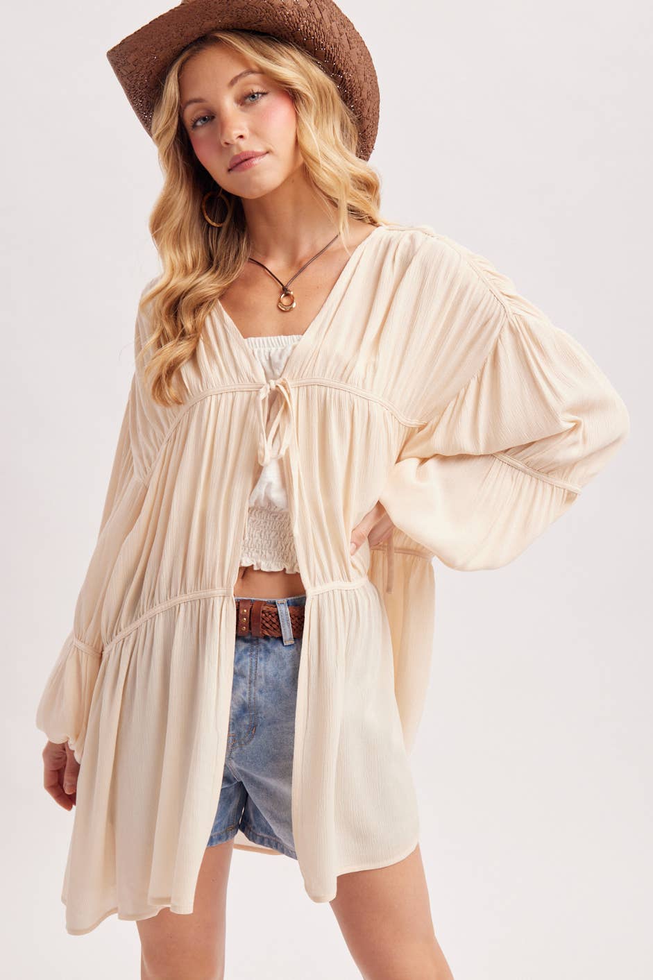 LIGHTWEIGHT BOHO OVERSIZED BALLOON SLEEVE KIMONO