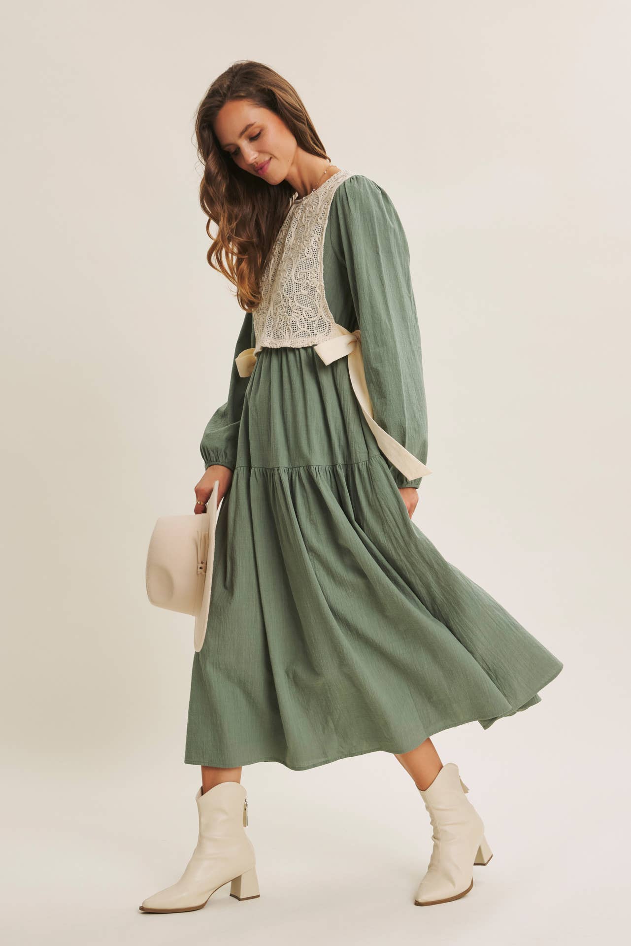 ROMANTIC WALKTHROUGH THE CITY CROCHET OVERLAY MAXI DRESS