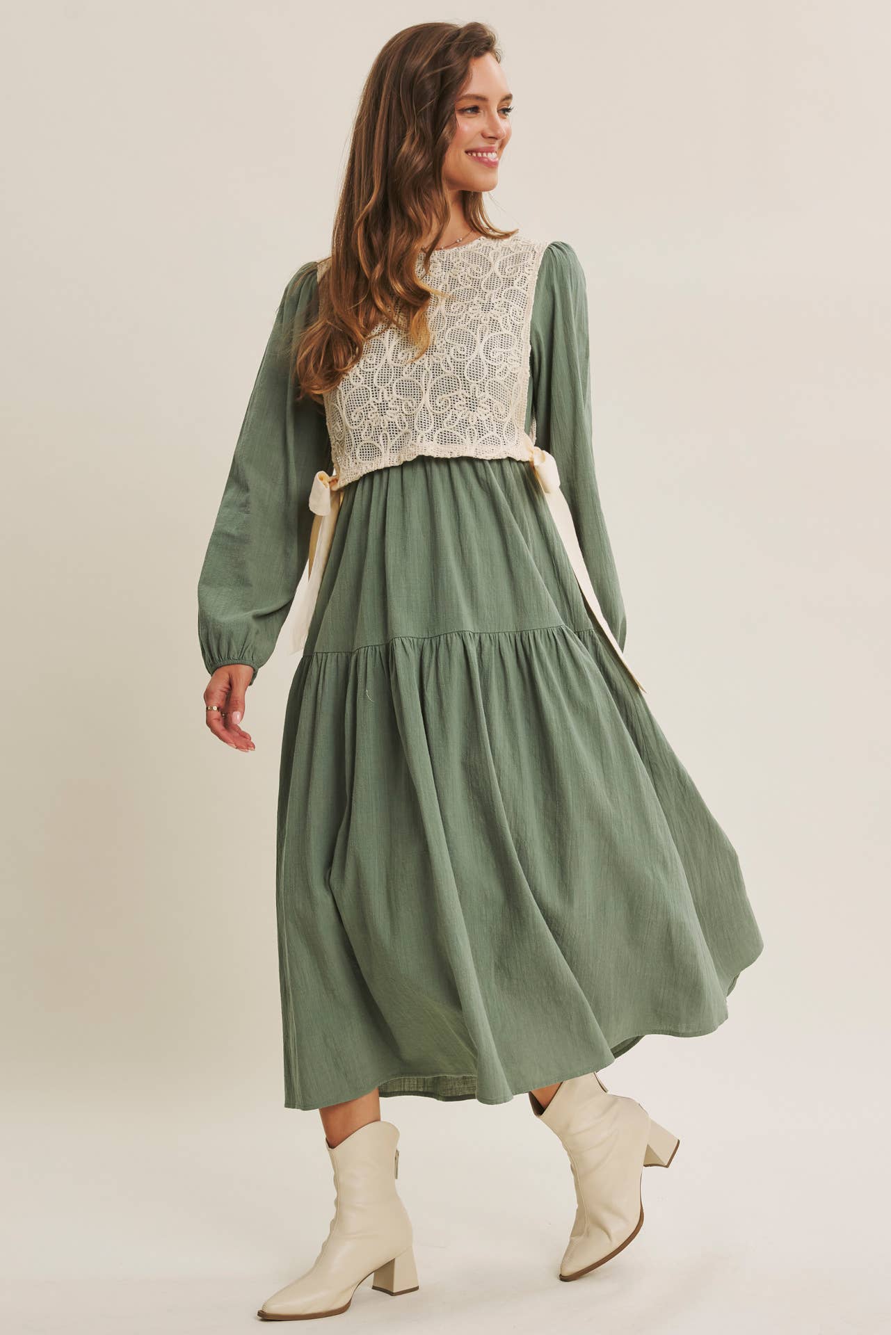 ROMANTIC WALKTHROUGH THE CITY CROCHET OVERLAY MAXI DRESS
