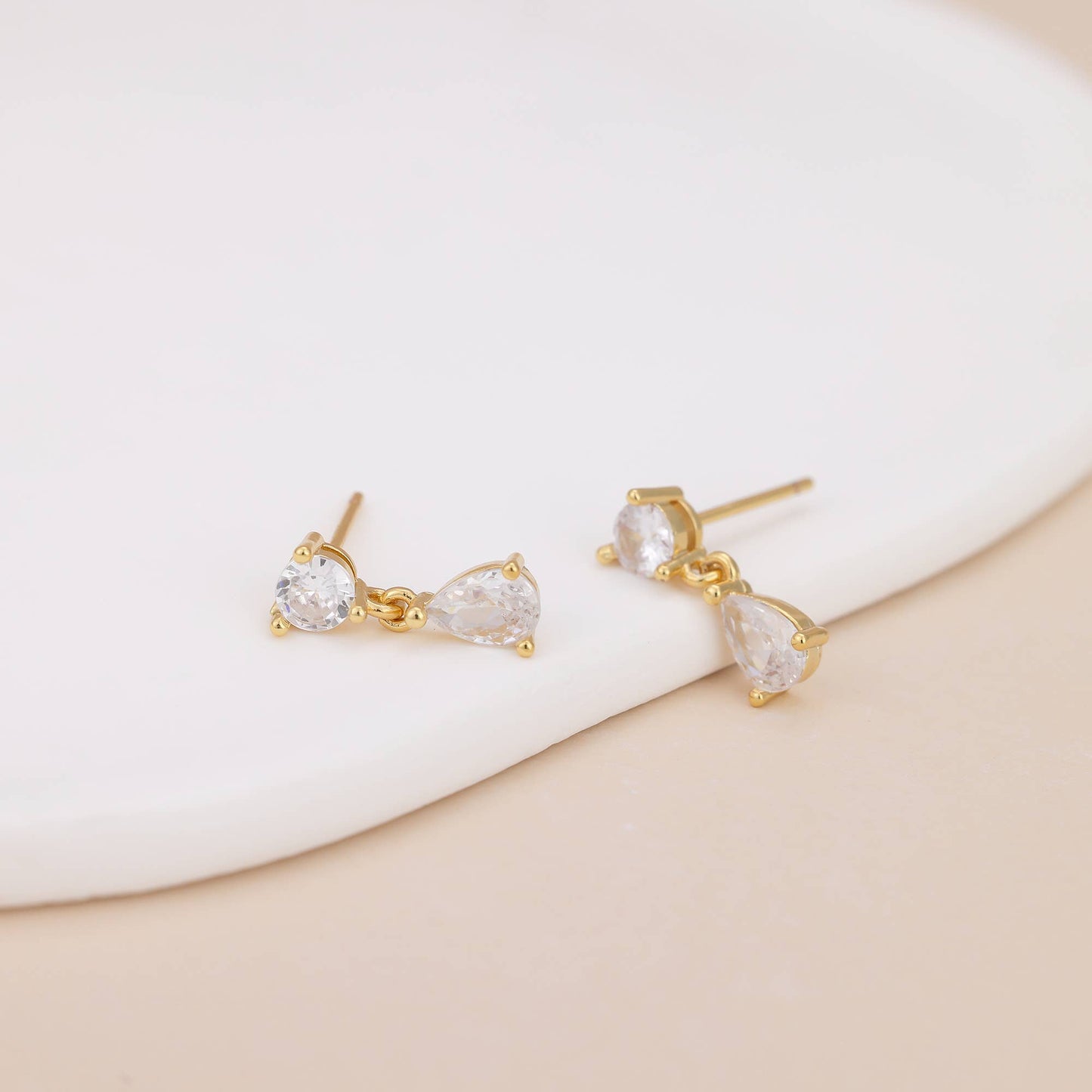 CZ Diamond Gold Dangle Earring