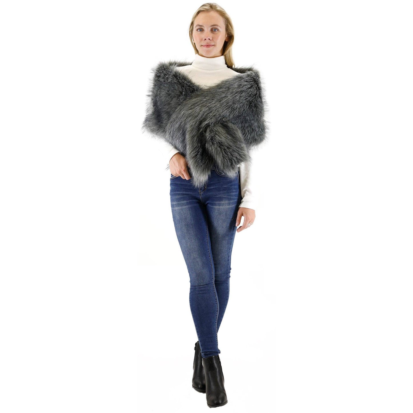 Faux Fur Shawl Wide