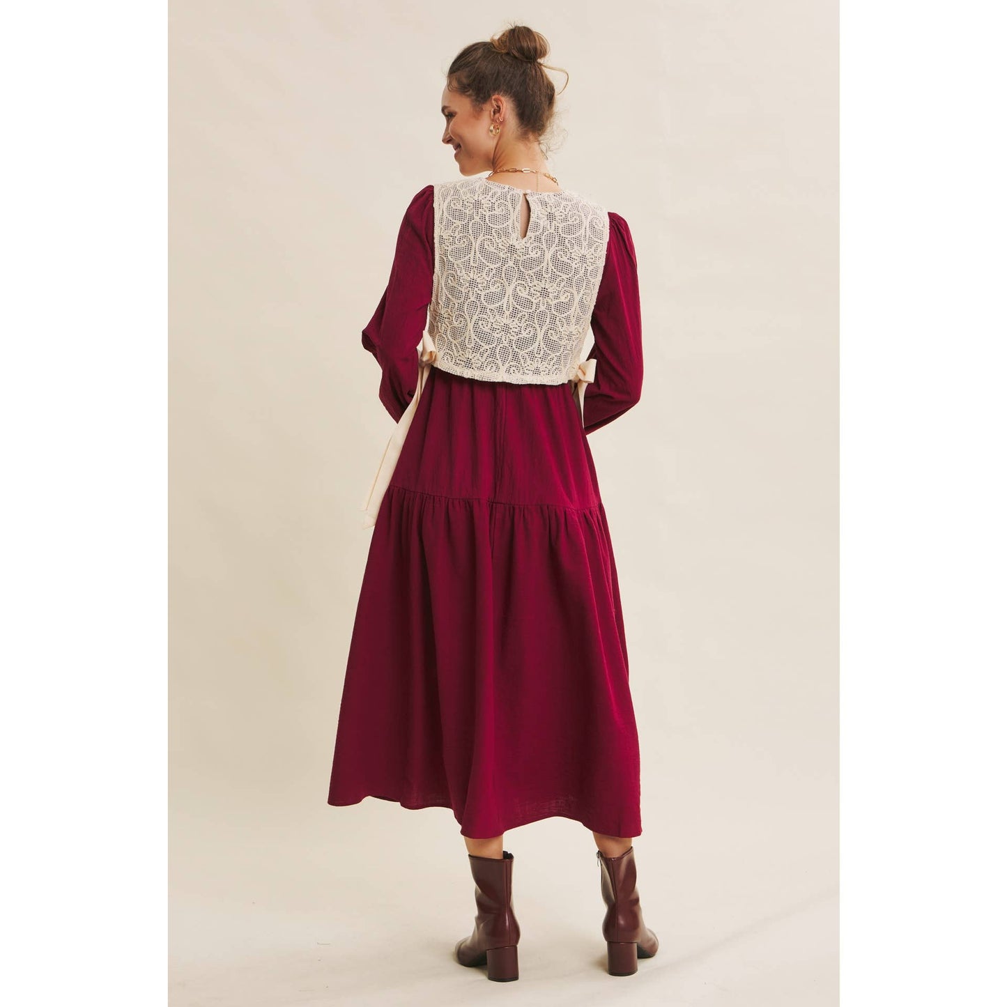 ROMANTIC WALKTHROUGH THE CITY CROCHET OVERLAY MAXI DRESS
