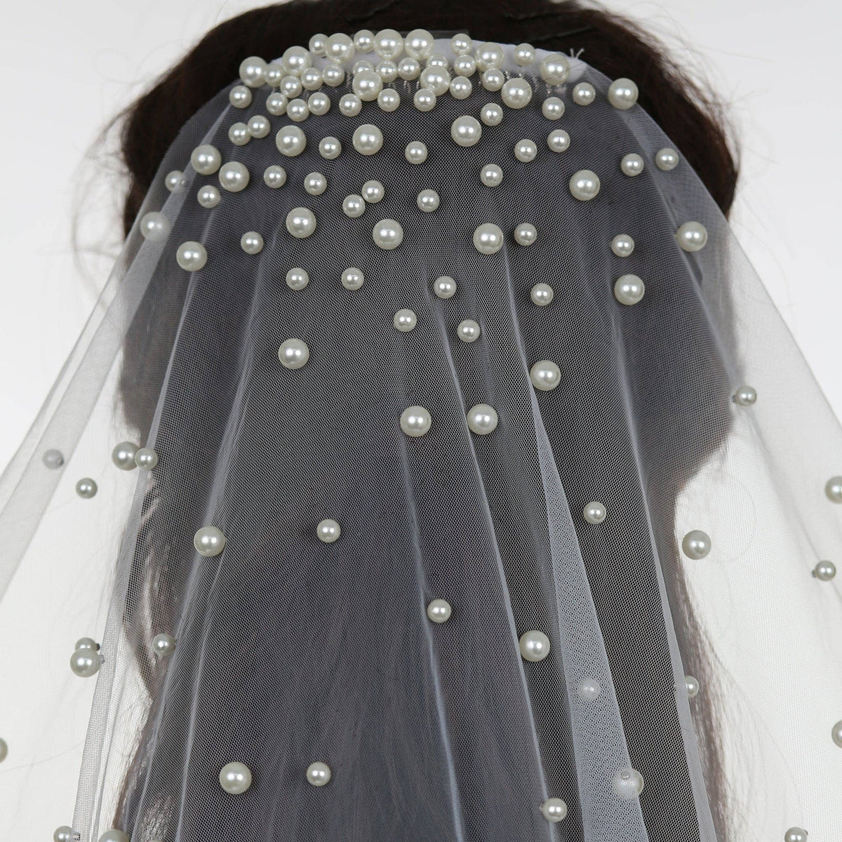 FS6354 Scattered Pearl Mantilla Bridal Wedding Veil 39" 118"