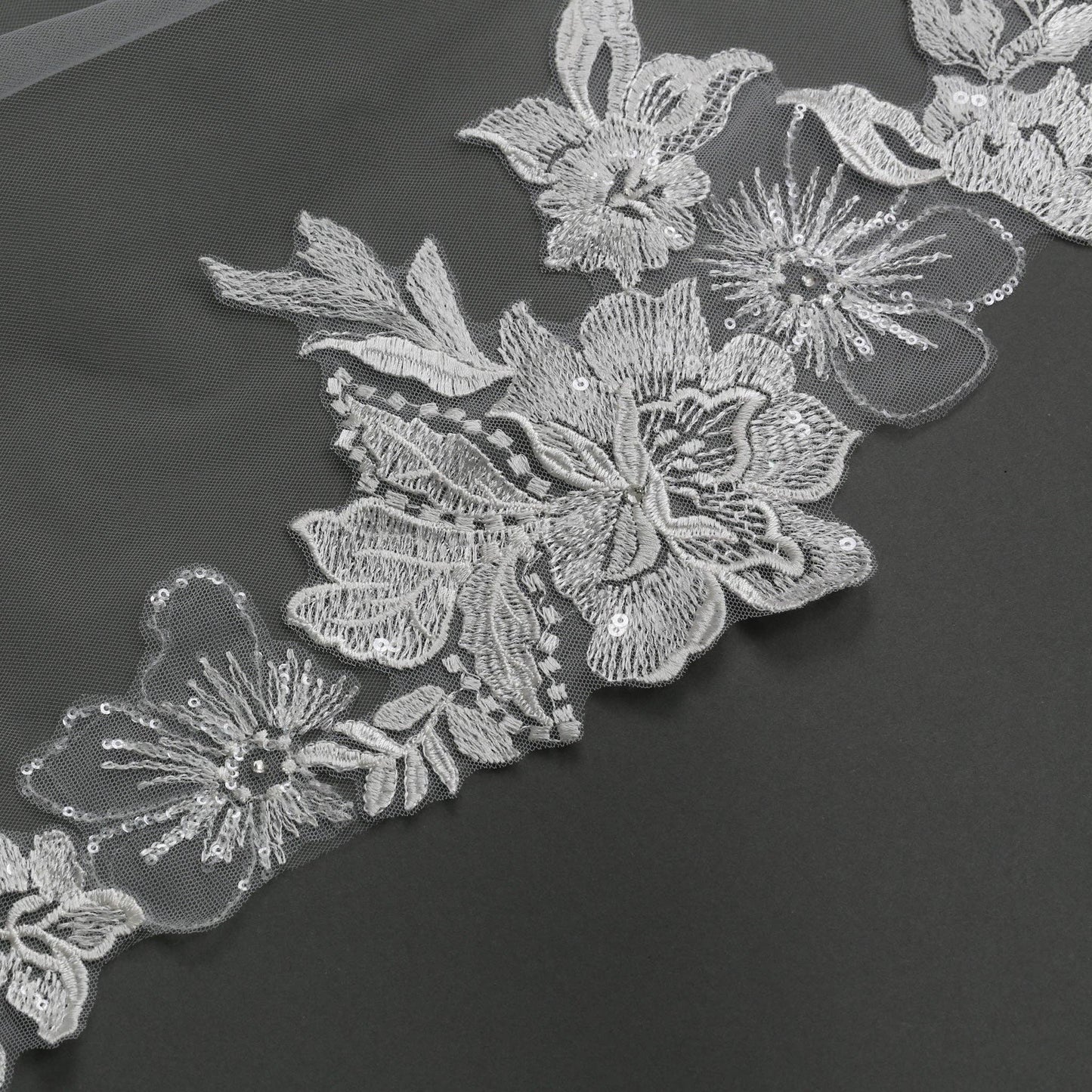 FS6231 Floral Embroidered Lace Bridal Veil