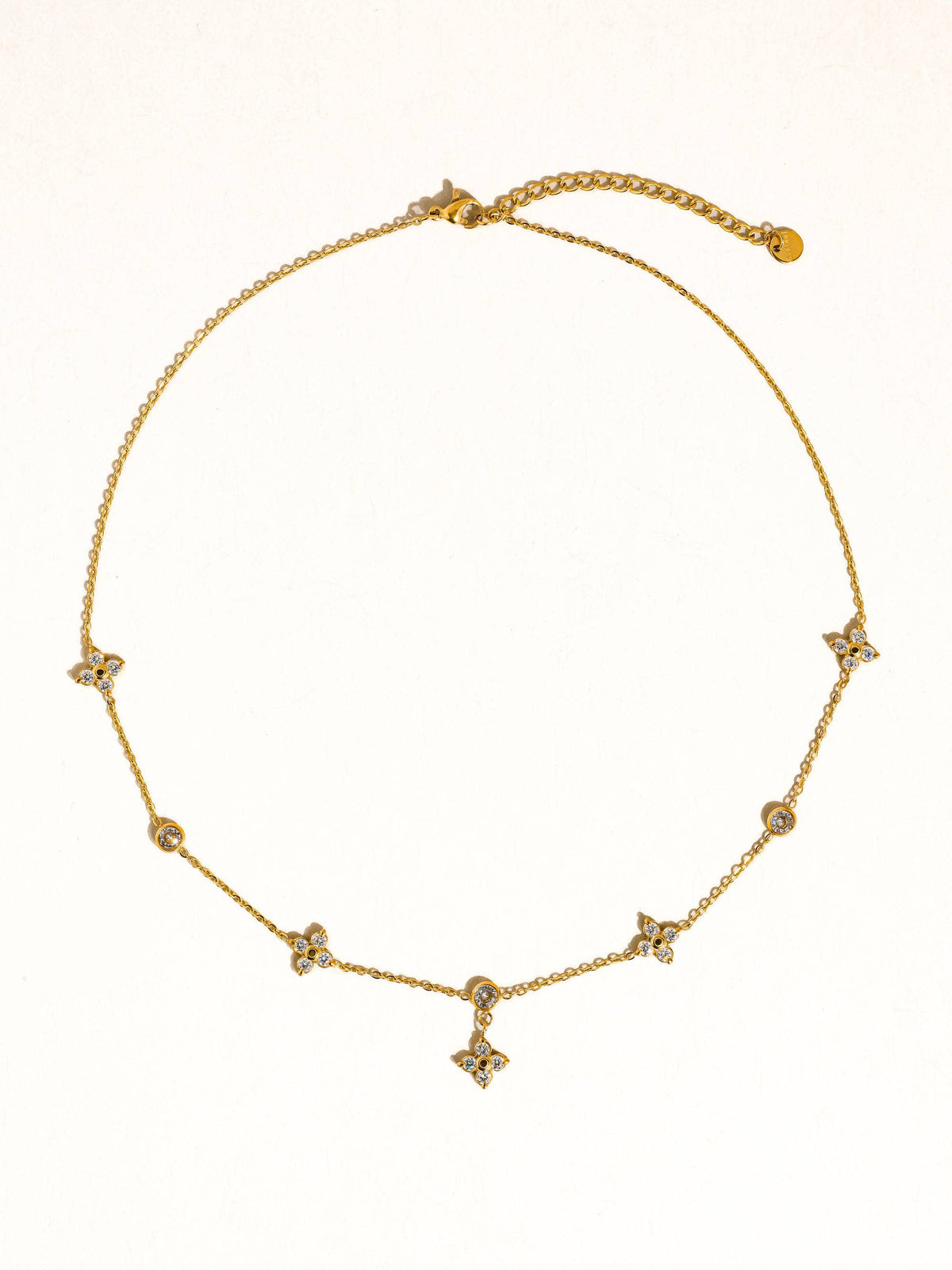 Aveline 18K Gold Non-Tarnish CZ Floral Chain Necklace