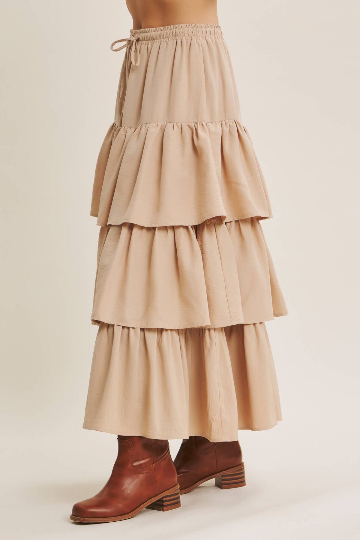 Tiered Volume Maxi Skirt W/ Pockets