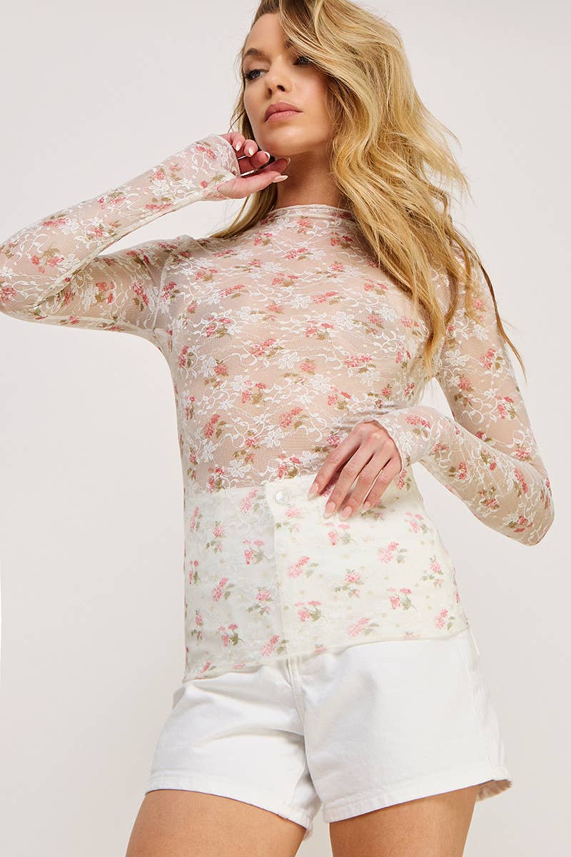 Dreamlight Floral Mesh Top