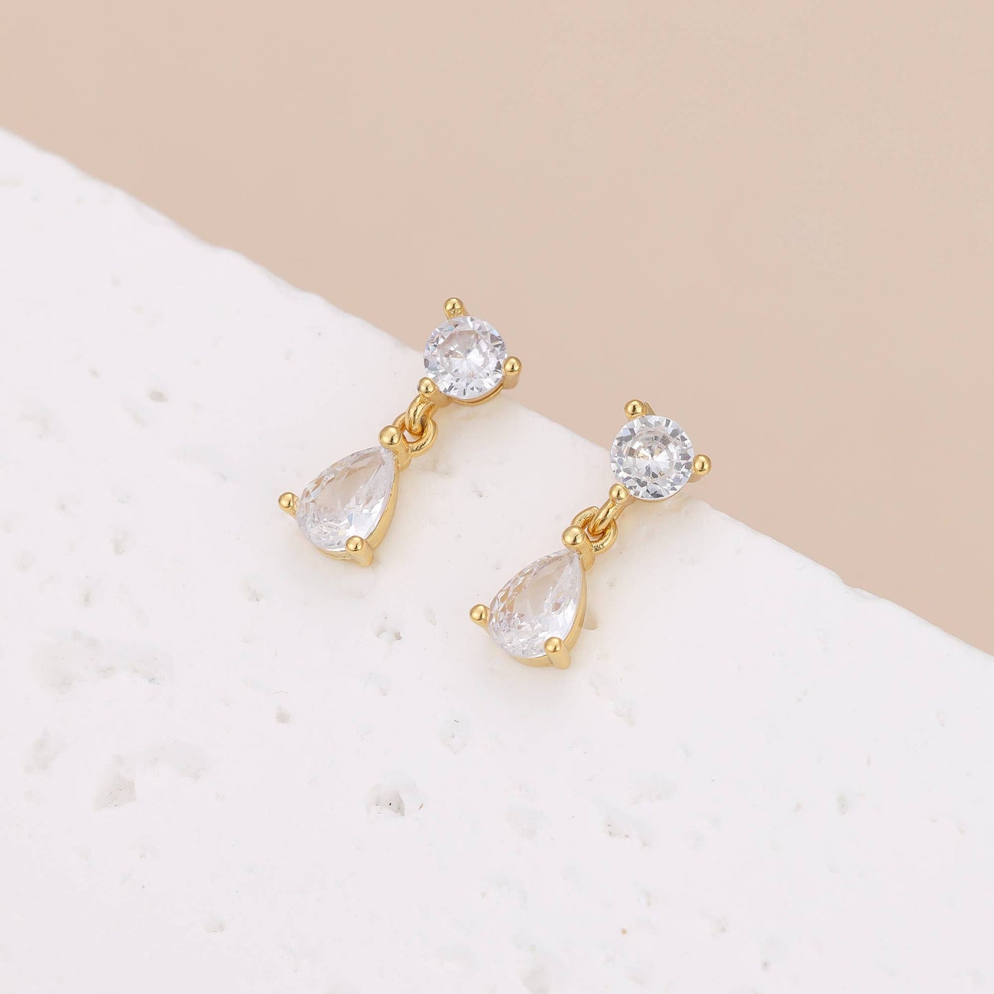 CZ Diamond Gold Dangle Earring