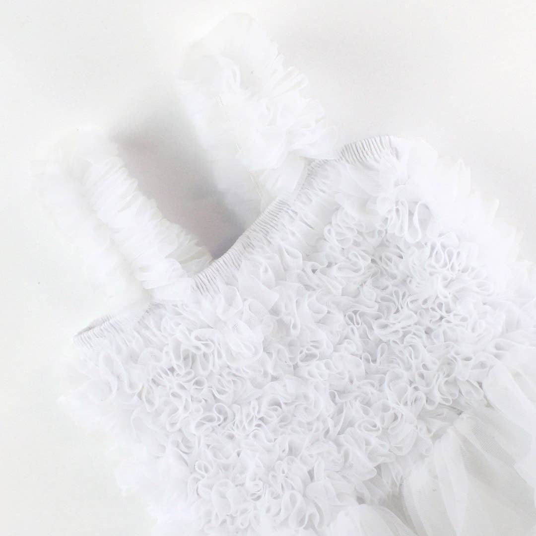 Girls White Tulle Sleeveless Princess Petti Dress