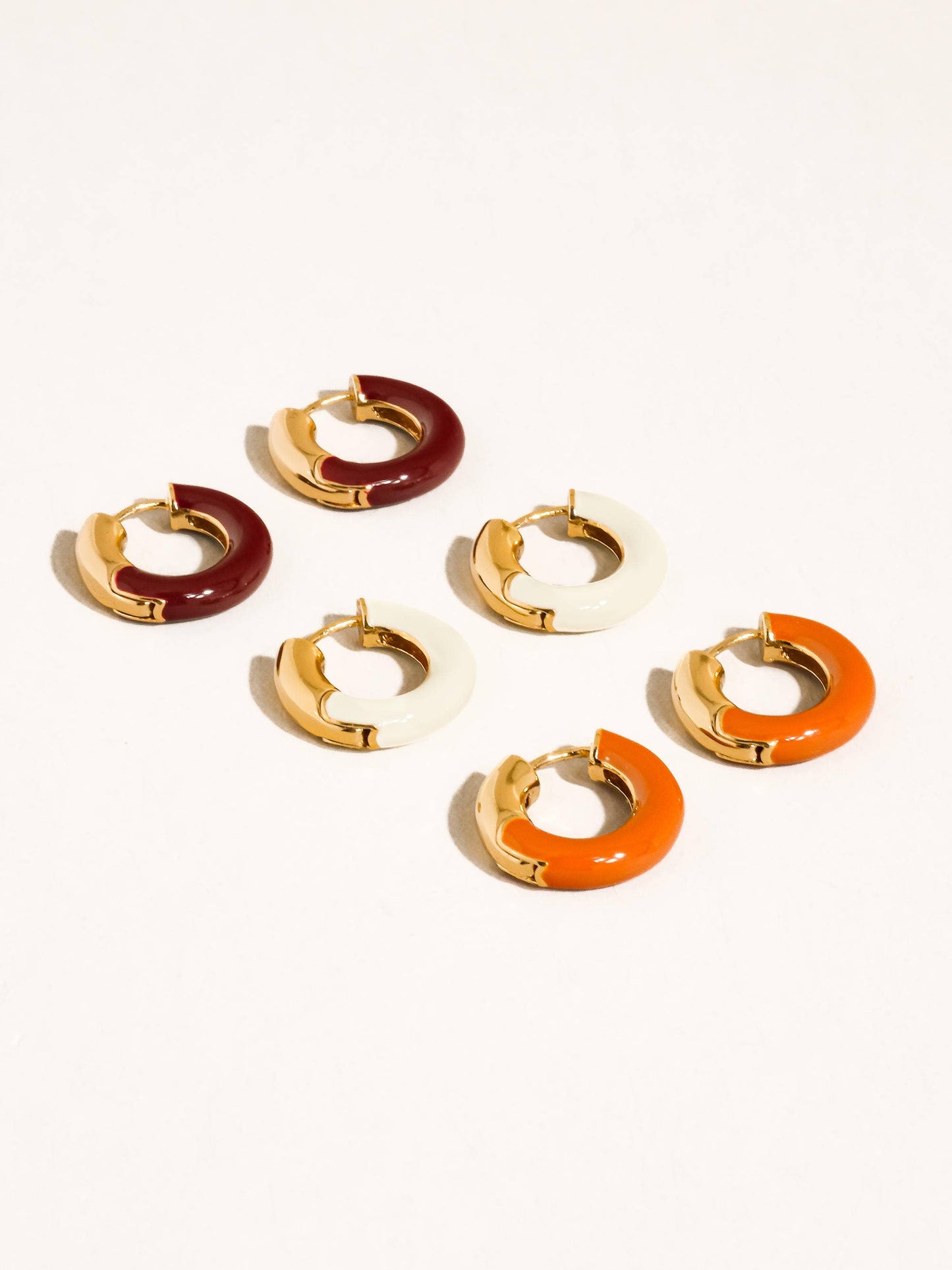 Odessa 18K Gold Vintage Enamel Hoop Earrings