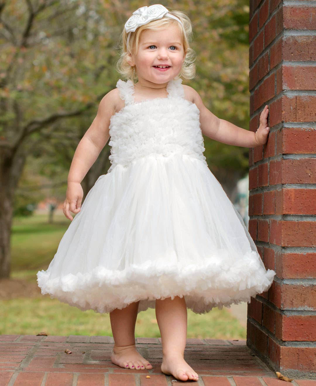 Girls White Tulle Sleeveless Princess Petti Dress