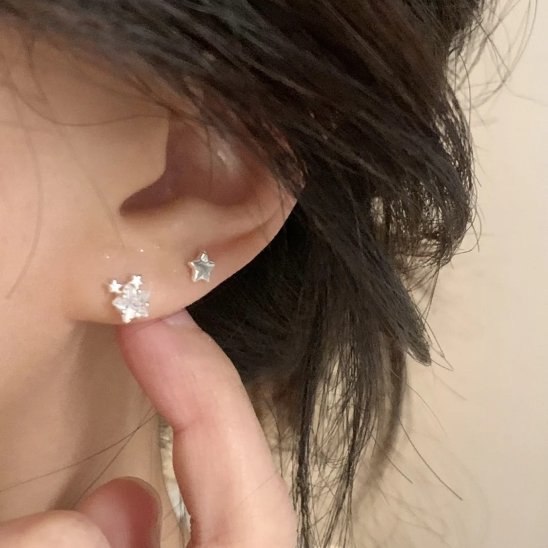 Tiny Star Cartilage Stud Earrings in 925 Sterling Silver