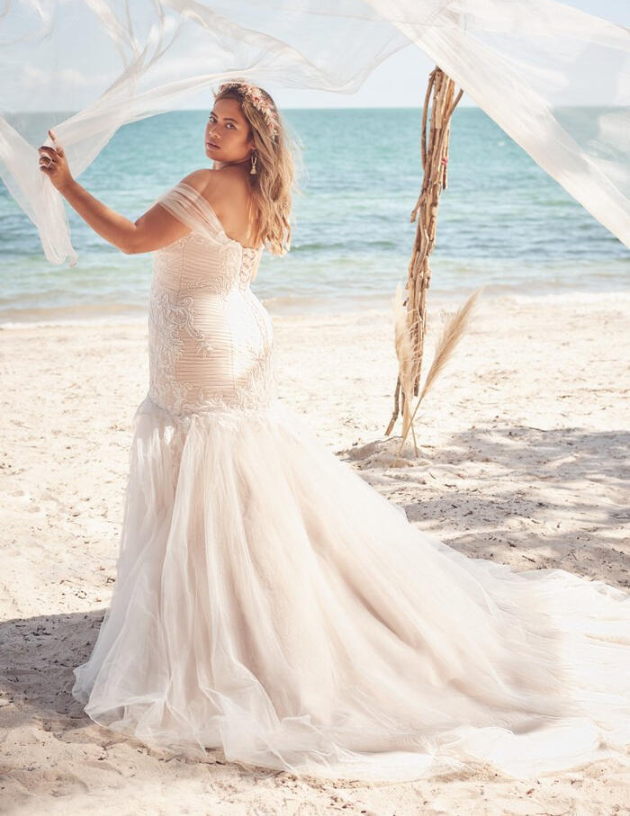 "Georgia" Ruche Sleeveless Mermaid Wedding Dress by Rebecca Ingram