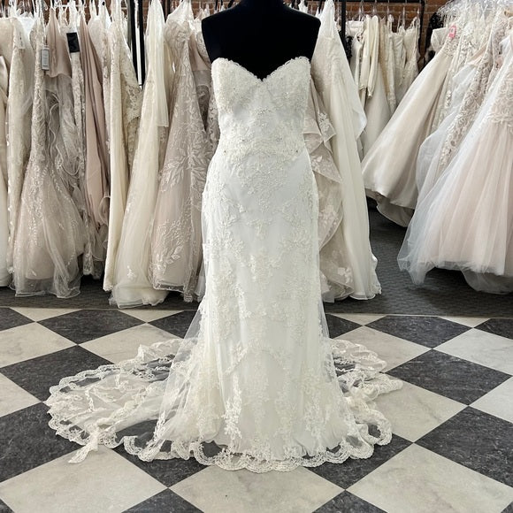 "Bridget Grace" Detachable Train Lace Jersey Wedding Dress by Sophia Tolli Y11946