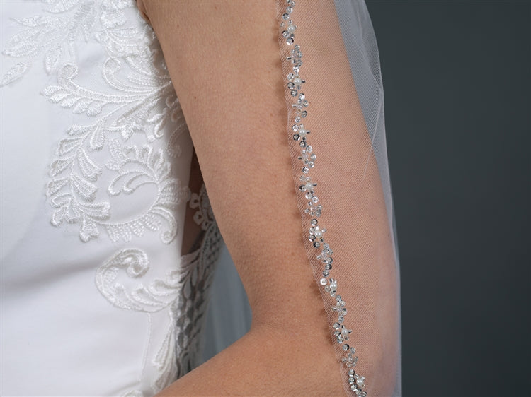 Glistening Beaded Edge with Pearls Wedding Veil
