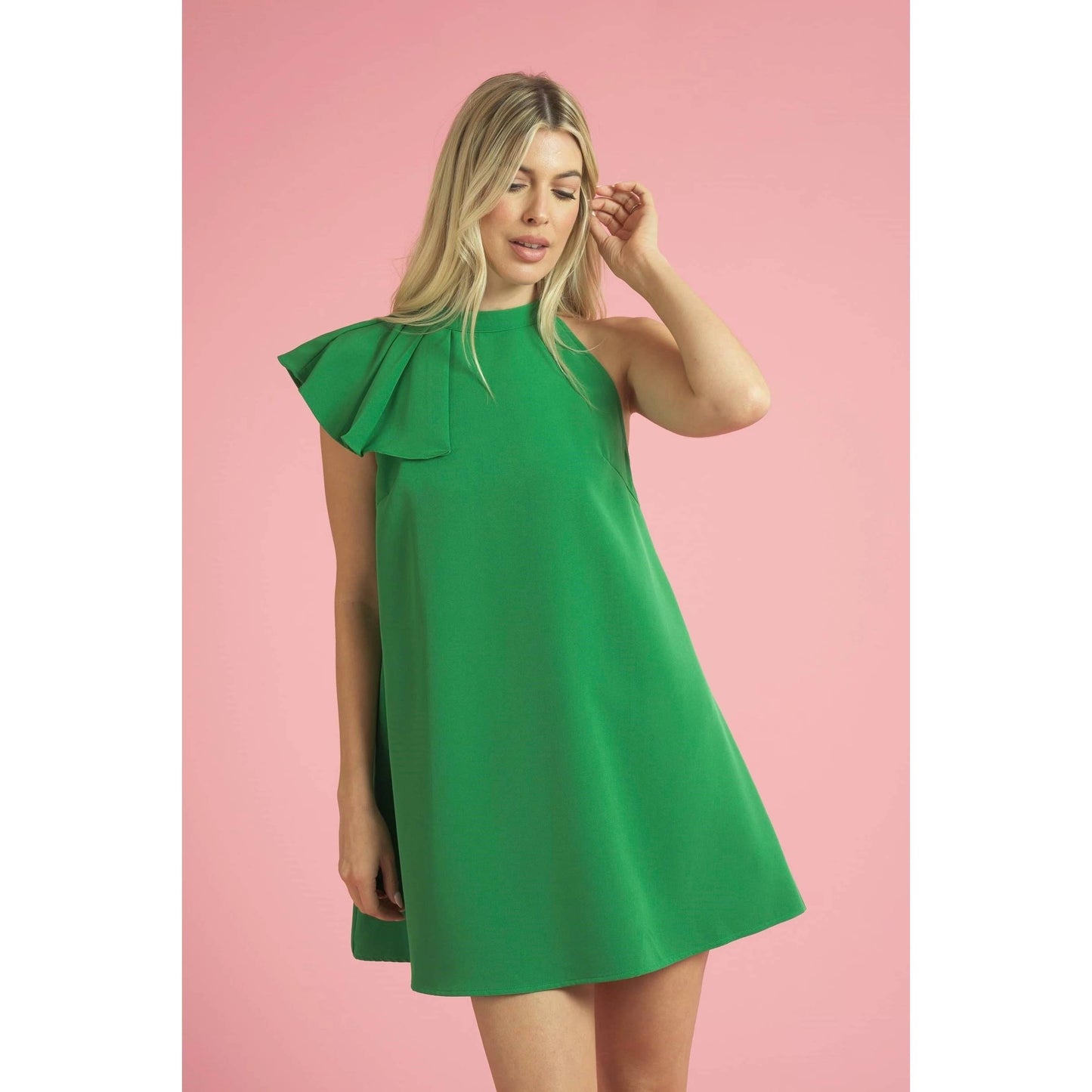 Halter Ruffle Shift Dress