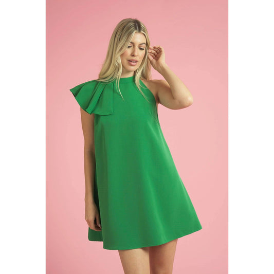 Halter Ruffle Shift Dress