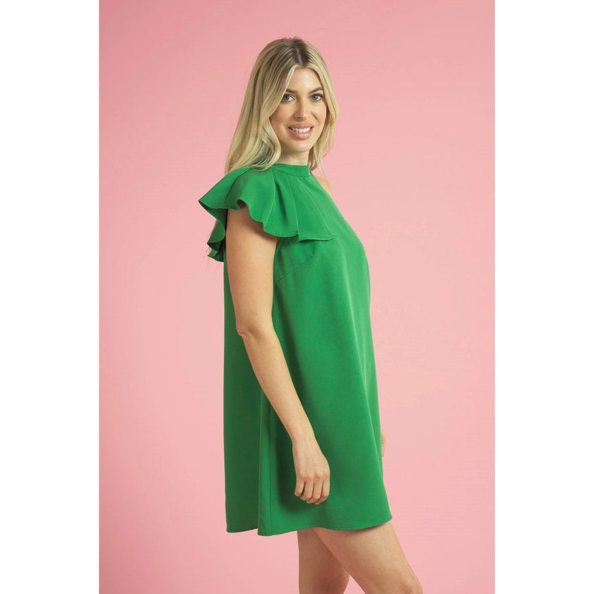 Halter Ruffle Shift Dress