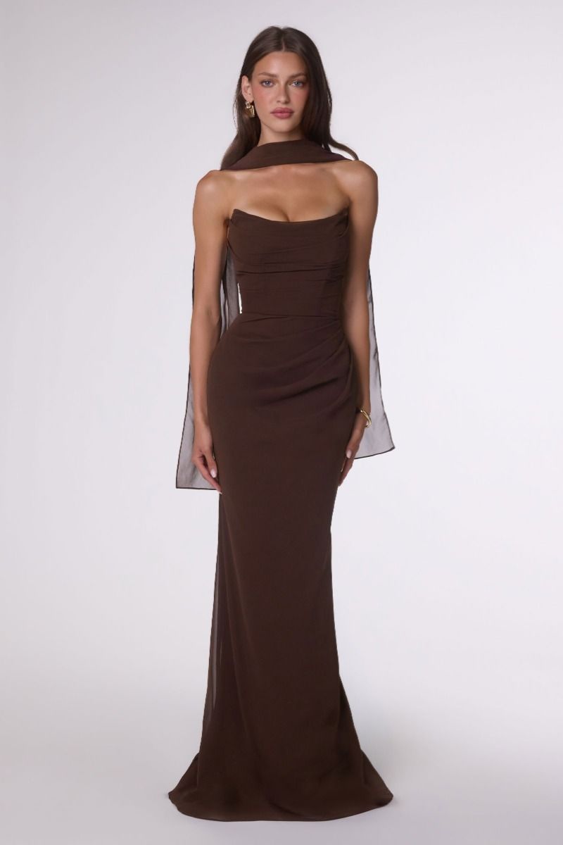 Crepe Drape Corset Dress