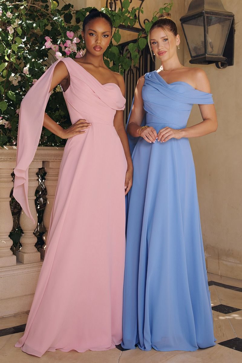 One-Shoulder Chiffon Gown