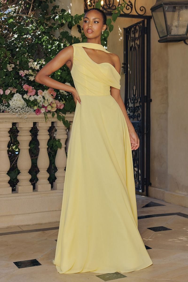 One-Shoulder Chiffon Gown