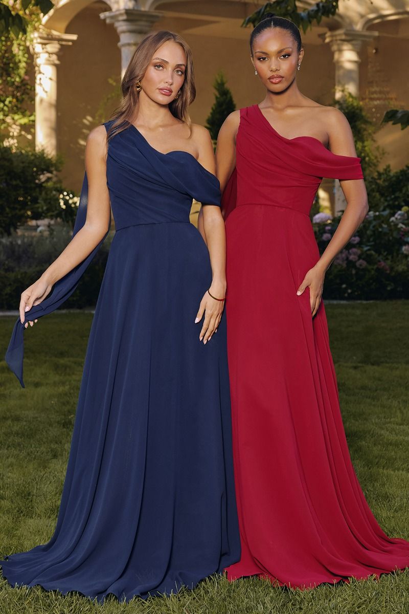 One-Shoulder Chiffon Gown