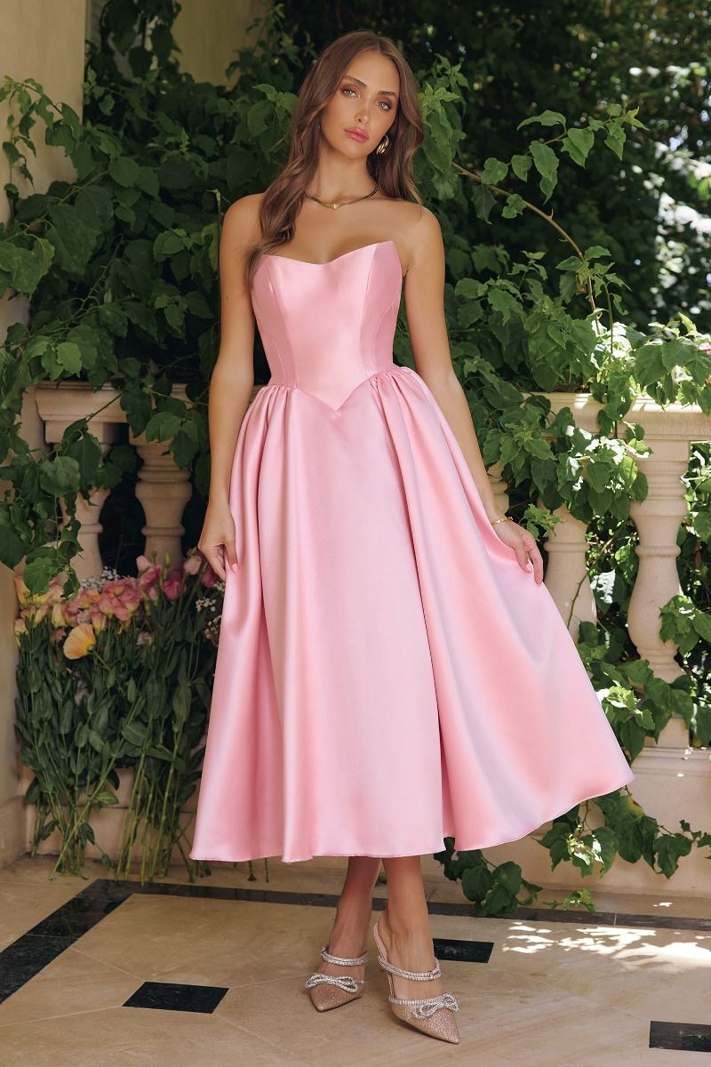 Midi Mikado Satin A-Line Dress