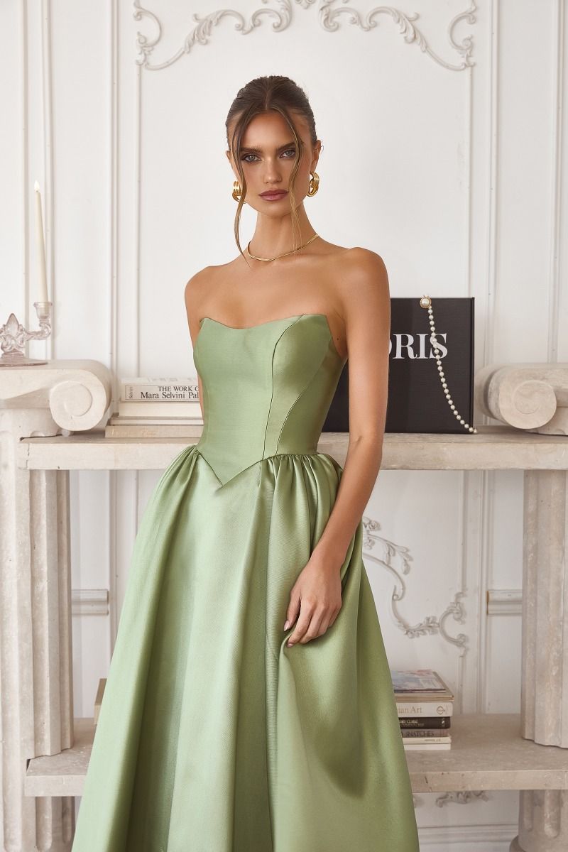 Midi Mikado Satin A-Line Dress