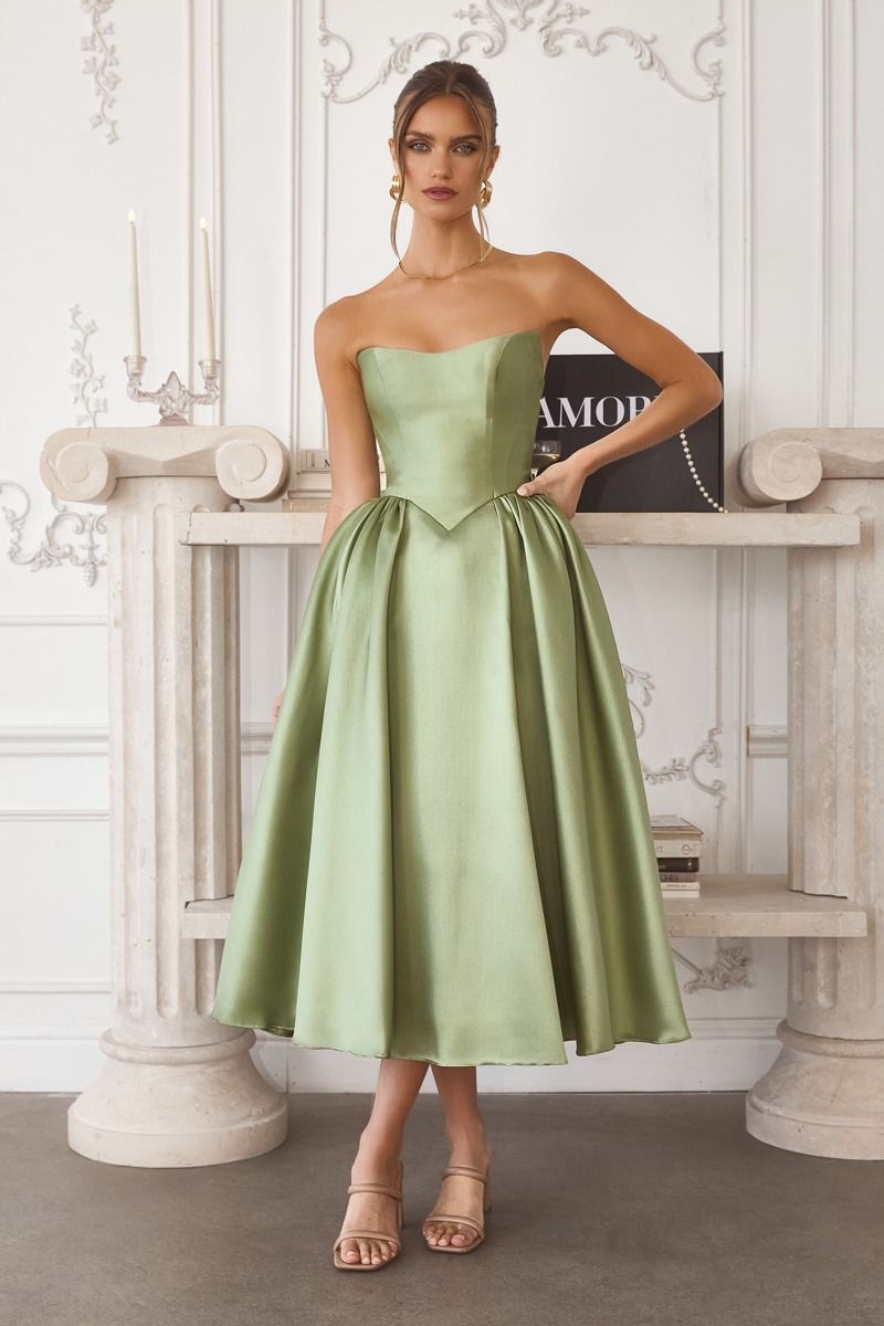 Midi Mikado Satin A-Line Dress