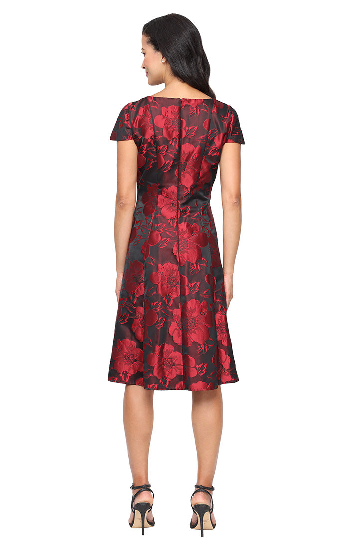 Black And Red Floral T-Length Dress 9181172